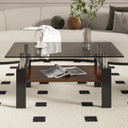 Modern Rectangular Coffee Table With Tempered Transparent