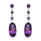 9.63 Carat Genuine Amethyst .925 Sterling Silver Earrings