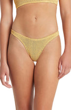 BOUND by Bond-Eye The Scene High-Cut Ribbed Bikini Bottoms in Apricot Lurex
