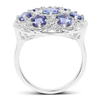 2.00 Carat Genuine Tanzanite and White Zircon .925 Sterling Silver Ring