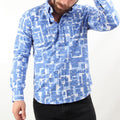 Ronan Button Up // Blue Patterned