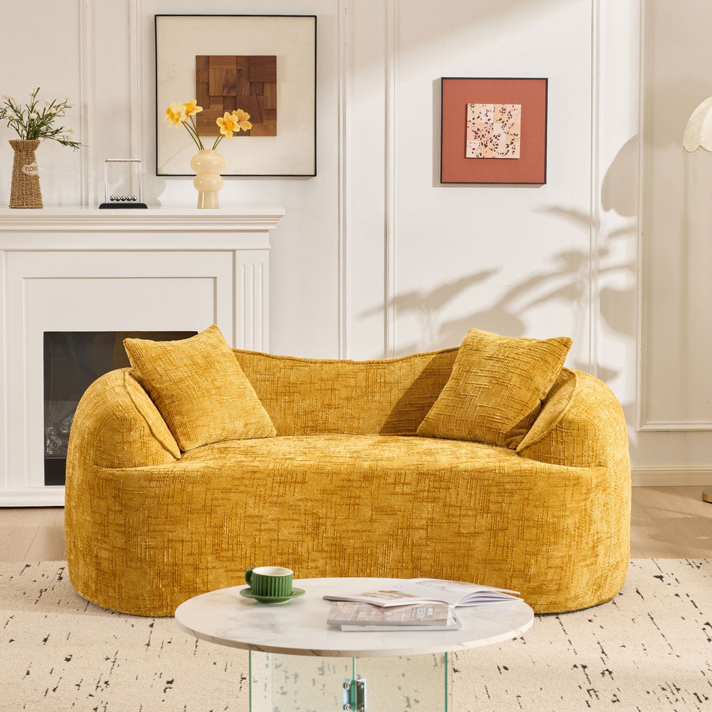 Curved 2 Person Compress Sofa With Armrests