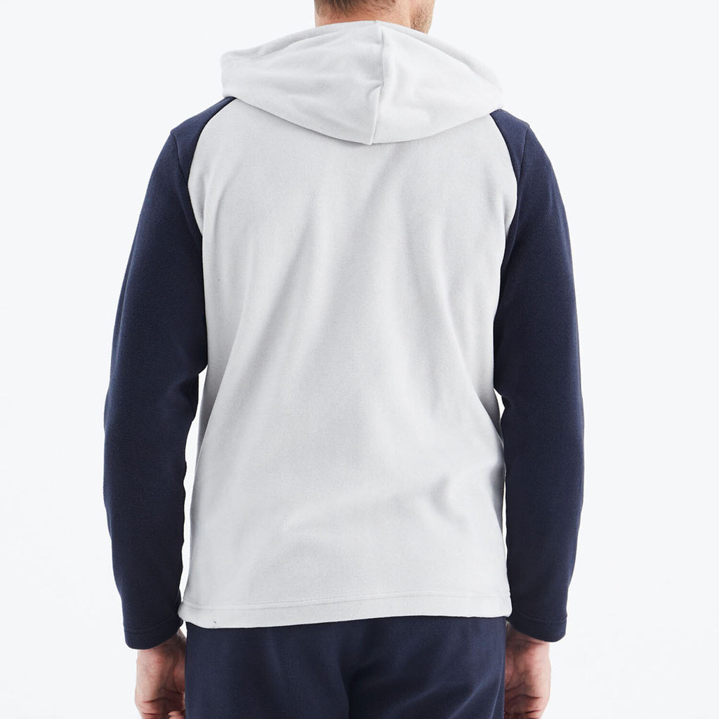 Raglan Hooded Polar Sweatshirt // White + Navy Blue