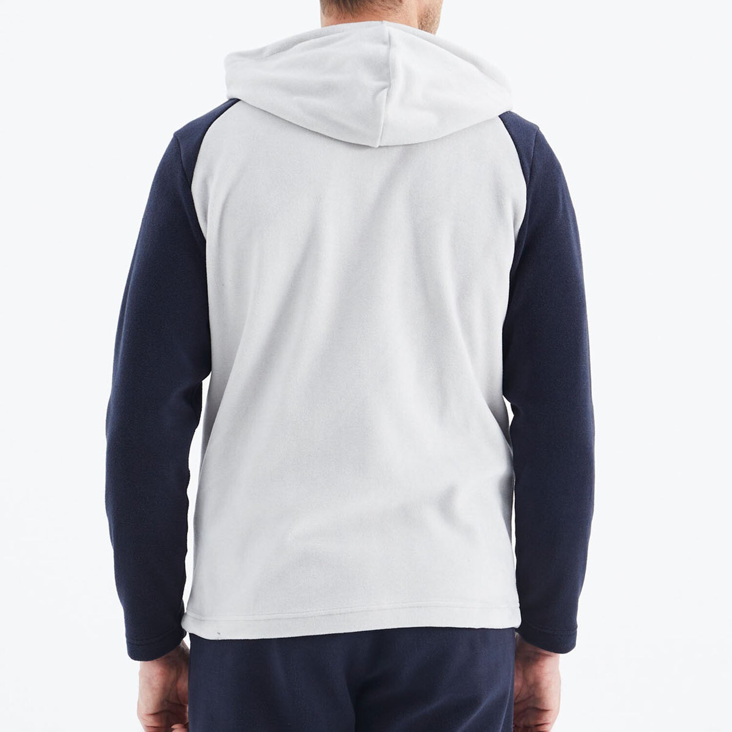 Raglan Hooded Polar Sweatshirt // White + Navy Blue