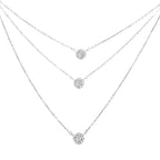 .925 Sterling Silver 1/2 Cttw Round Diamond Medallion Multi-Strand Tri Pendant 18" Necklace (H-I Color, I2-I3 Clarity)