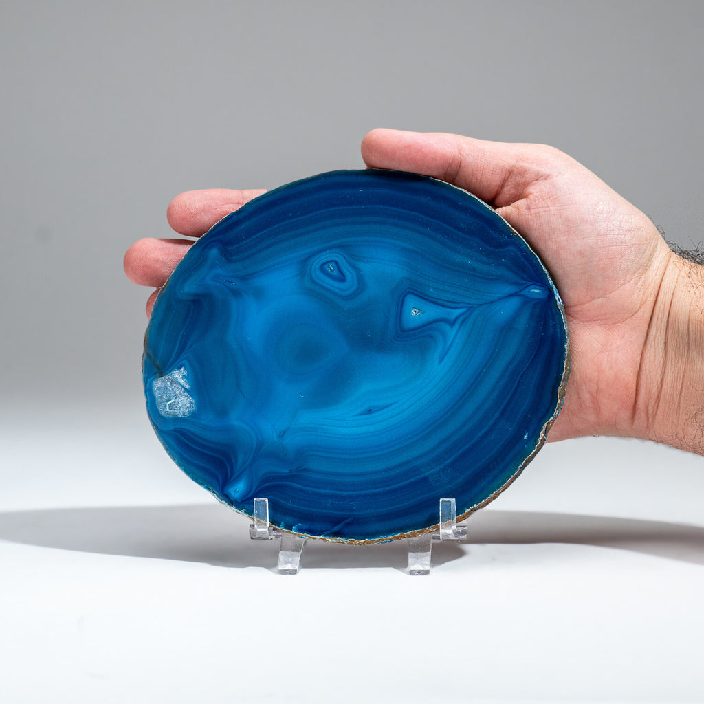 Genuine Banded Agate Slice with Acrylic Display Stand // 243g