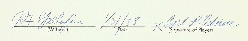 Roddy Osborne Cleveland Browns Signed/Autographed 1958 NFL Injury Clause 150386