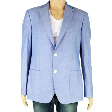 Mens Chambray Long Two-Button Sport Coat