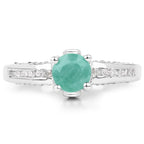 1.22 Carat Genuine Emerald and White Topaz .925 Sterling Silver Ring