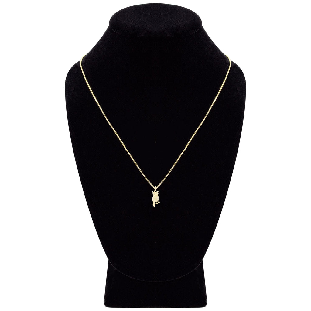 Smart Owl Cubic Zirconia Pendant With Necklace Set 14K Gold Filled