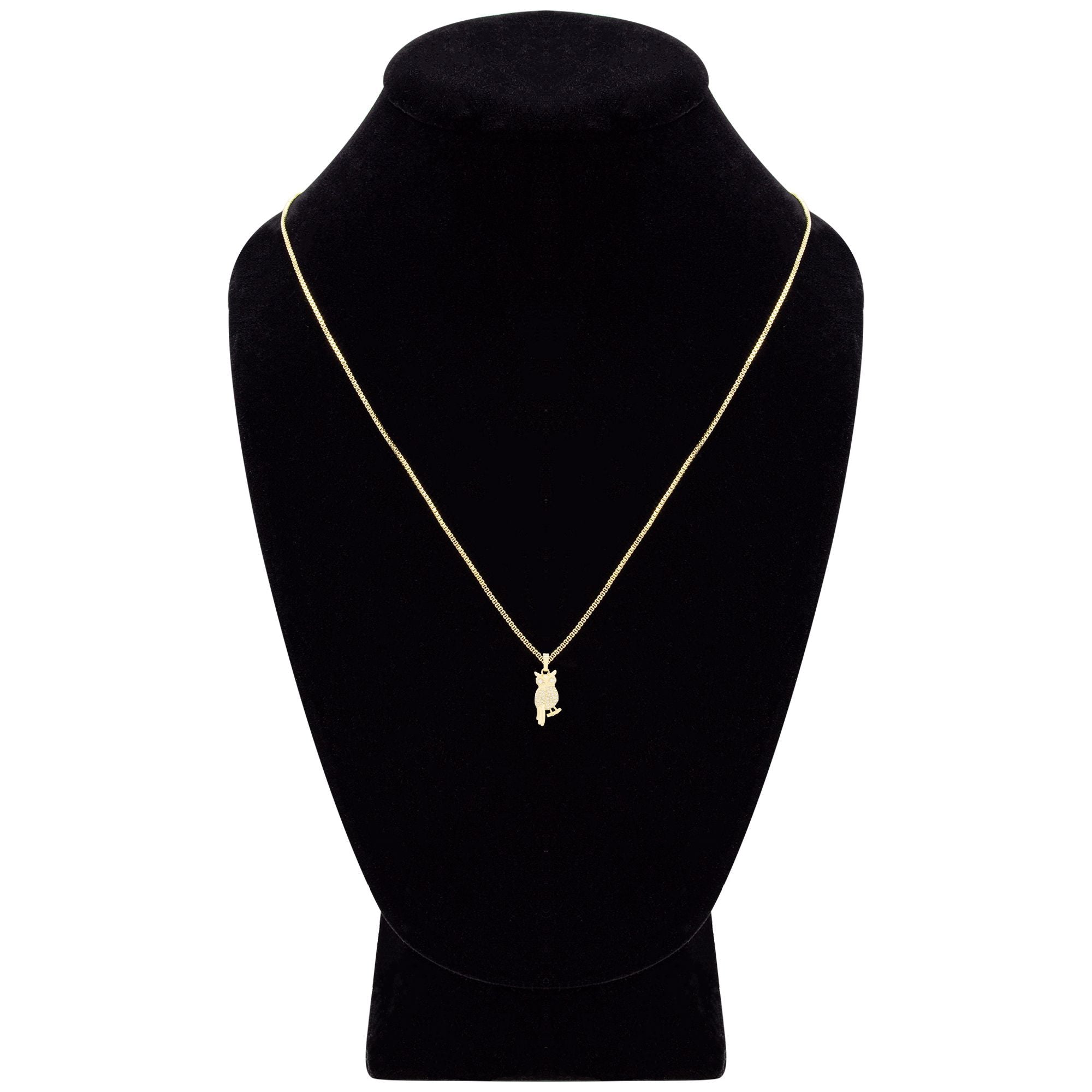 Smart Owl Cubic Zirconia Pendant With Necklace Set 14K Gold Filled