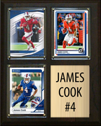 James Cook 3 Card Plaque Donruss Fleer Topps 2025 2024 Buffalo Bills