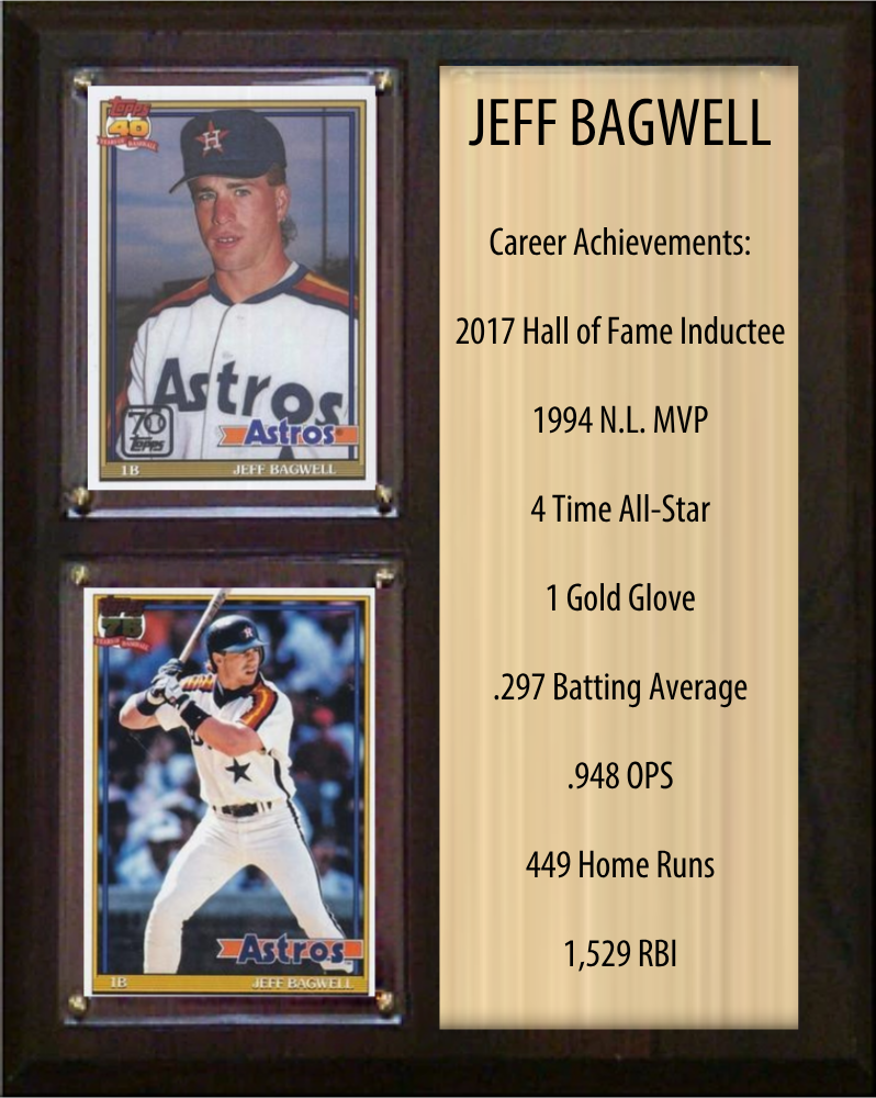Jeff Bagwell Houston Astros Hall of Fame Stats Plaque 8x10 2 Cards Topps, Bowman 2024 2025 2026