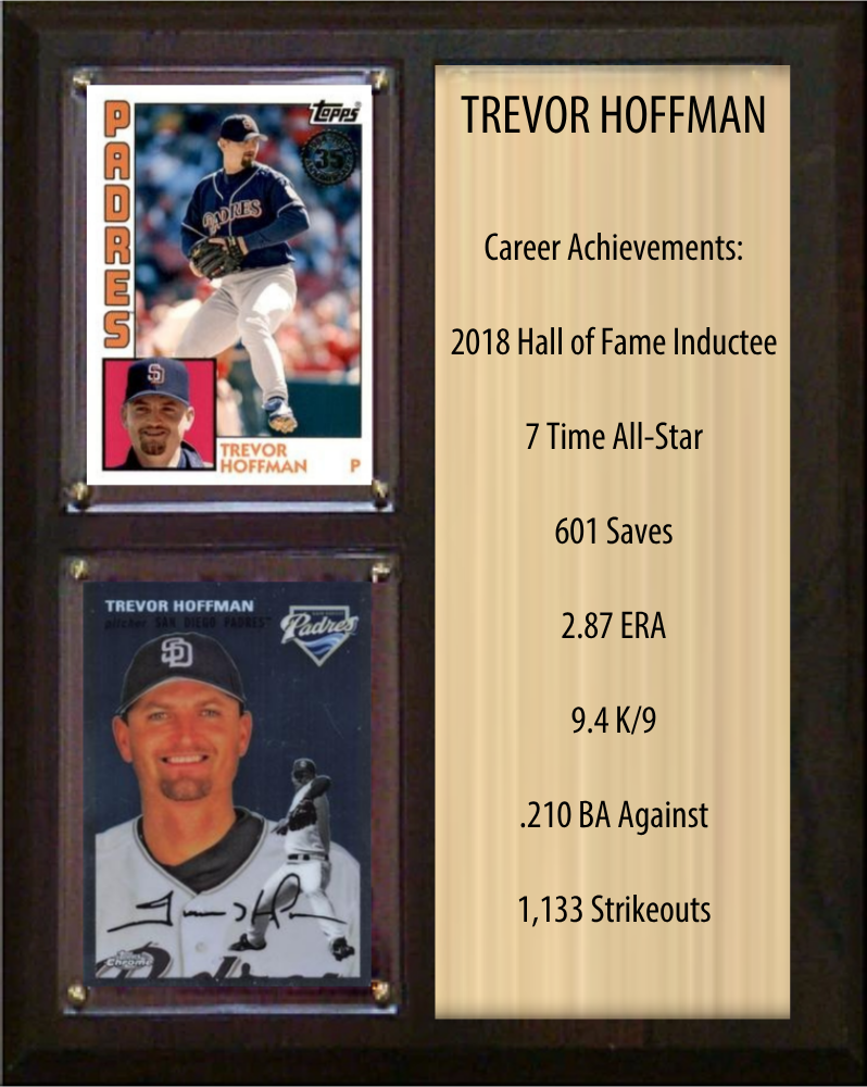 Trevor Hoffman San Diego Padres Hall of Fame Stats Plaque 8x10 2 Cards Topps, Bowman 2024 2025 2026