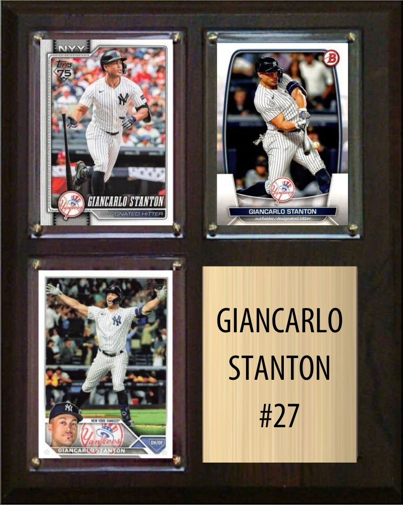 Giancarlo Stanton New York Yankees Fan Gift Plaque 8x10 3 Cards Topps, Bowman 2024 2025 2026