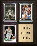 Boston Celtics All-Time Greats Fan Cave Plaque 8x10 3 Cards Bill Russell Larry Bird Jayson Tatum