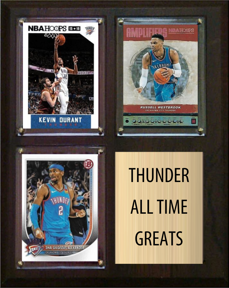 Oklahoma City Thunder All-Time Greats Fan Cave Plaque 8x10 3 Cards Kevin Durant Russell Westbrook Shai Gilgeous-Alexander
