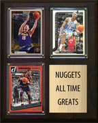 Denver Nuggets All-Time Greats Fan Cave Plaque 8x10 3 Cards Nikola Jokic Carmelo Anthony Dikembe Mutombo