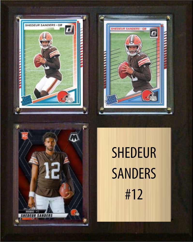 Shedeur Sanders Cleveland Browns Fan Gift Plaque 8x10 3 Cards Prizm, Donruss, Score 2024 2025 2026