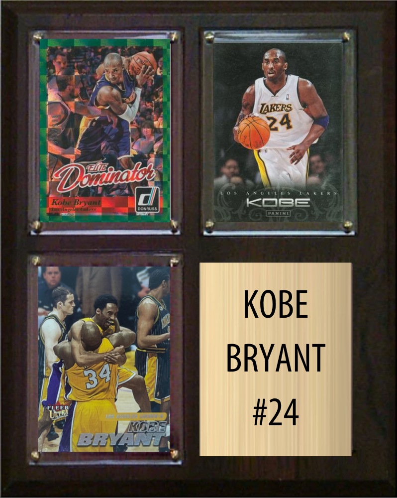 Kobe Bryant Los Angeles Lakers Fan Gift Plaque 8x10 3 Cards Topps Donruss Panini 2024 2025 2026