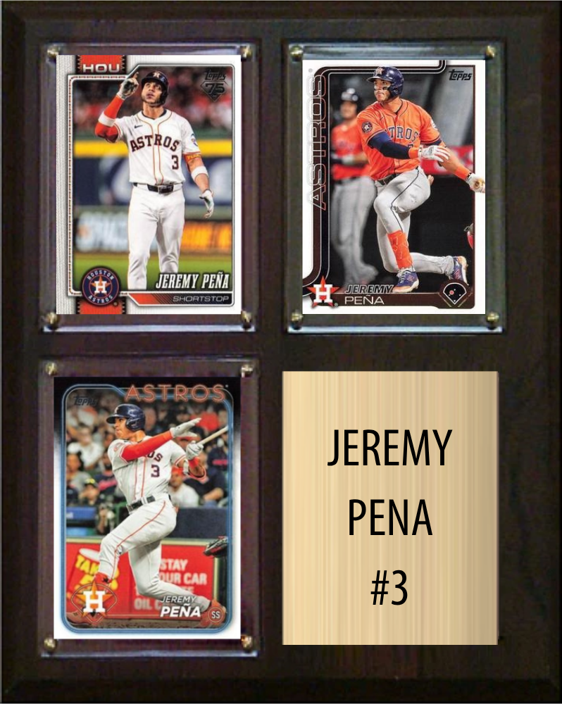 Jeremy Pena Houston Astros Fan Gift Plaque 8x10 3 Cards Topps, Bowman 2024 2025 2026