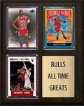 Chicago Bulls All-Time Greats Fan Cave Plaque 8x10 3 Cards Michael Jordan Scottie Pippen Derrick Rose