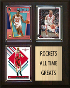 Houston Rockets All-Time Greats Fan Cave Plaque 8x10 3 Cards Hakeem Olajuwon Tracy McGrady Yao Ming