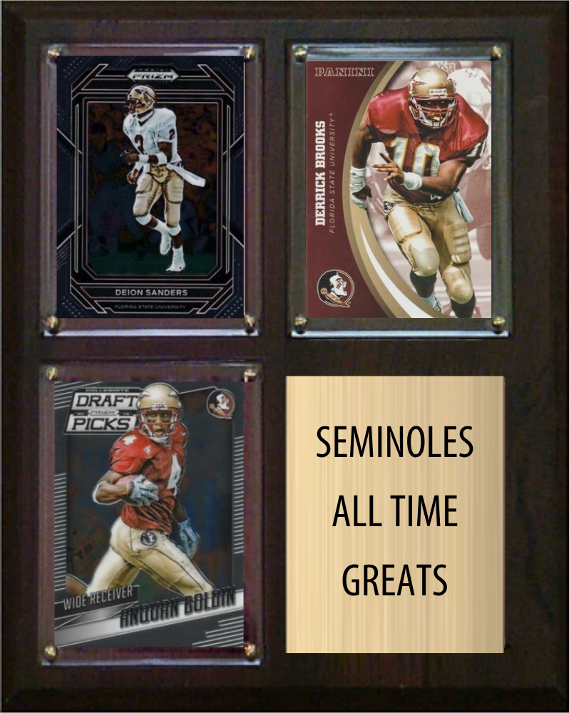 Florida State Seminoles All-Time Greats 8x10 Plaque 3 Cards Deion Sanders Derrick Brooks Anquan Boldin