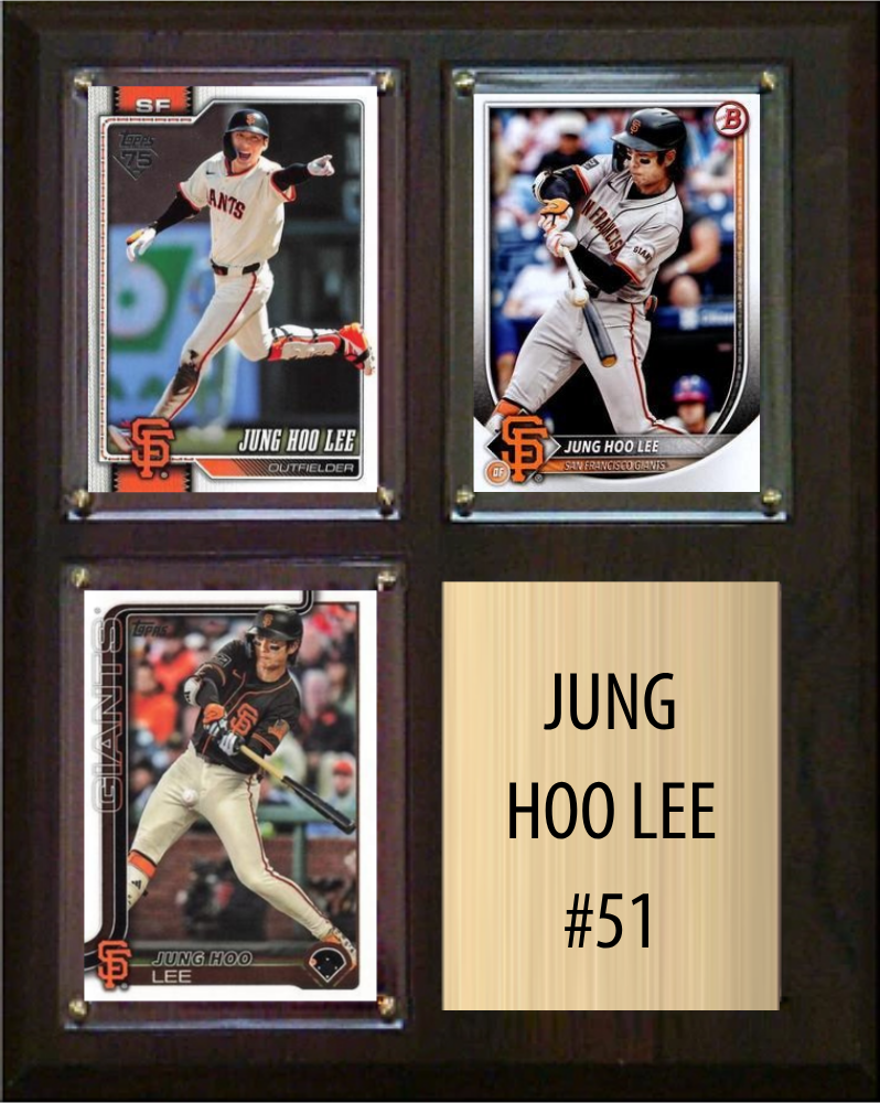 Jung Hoo Lee San Francisco Giants Fan Gift Plaque 8x10 3 Cards Topps, Bowman 2024 2025 2026