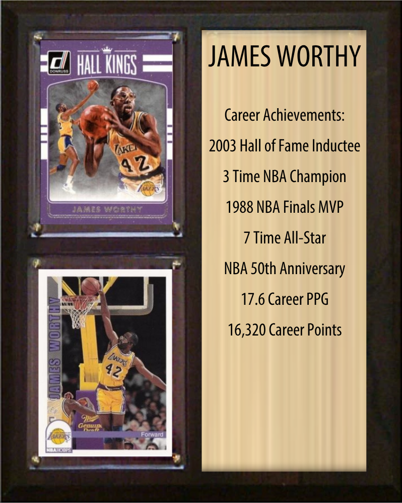 James Worthy Los Angeles Lakers Hall of Fame Stats Plaque 8x10 2 Cards Hoops, Prizm, Donruss 2024 2025 2026