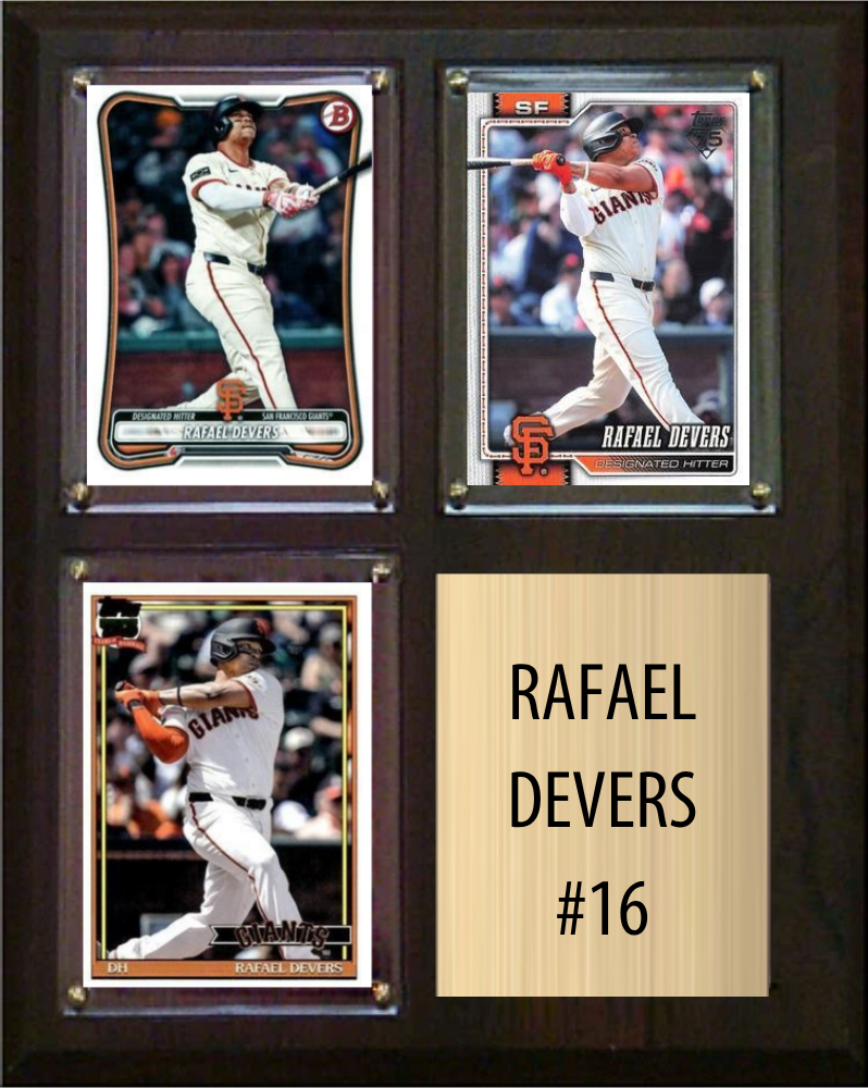 Rafael Devers San Francisco Giants Fan Gift Plaque 8x10 3 Cards Topps, Bowman 2024 2025 2026