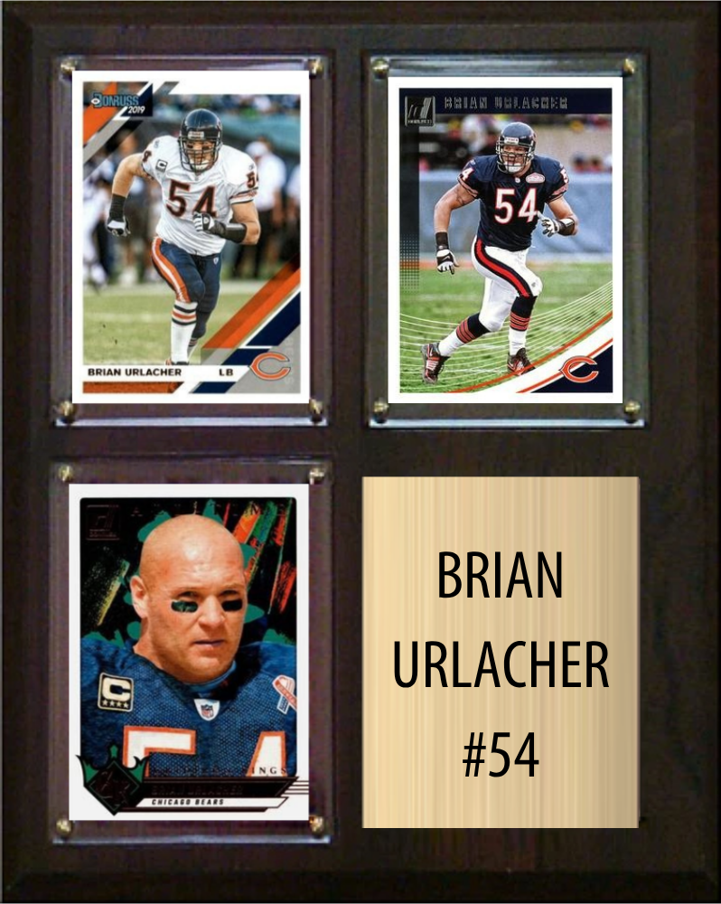 Brian Urlacher Chicago Bears Hall of Fame Fan Gift Plaque 8x10 3 Cards Prizm, Donruss, Score 2024 2025 2026