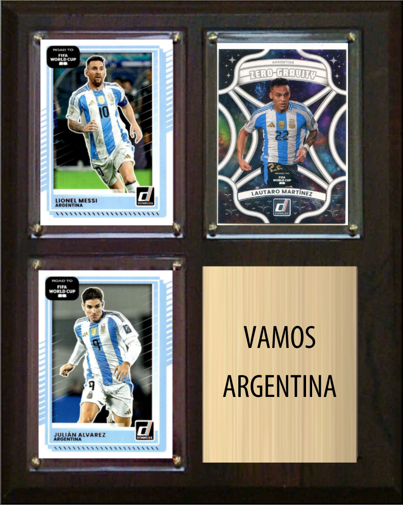 2026 Team Argentina World Cup Soccer Plaque 8x10 Messi Lautaro Alvarez 3 Donruss Cards Fan Gift