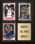 New York Knicks All-Time Greats Fan Cave Plaque 8x10 3 Cards Patrick Ewing Bernard King Jalen Brunson