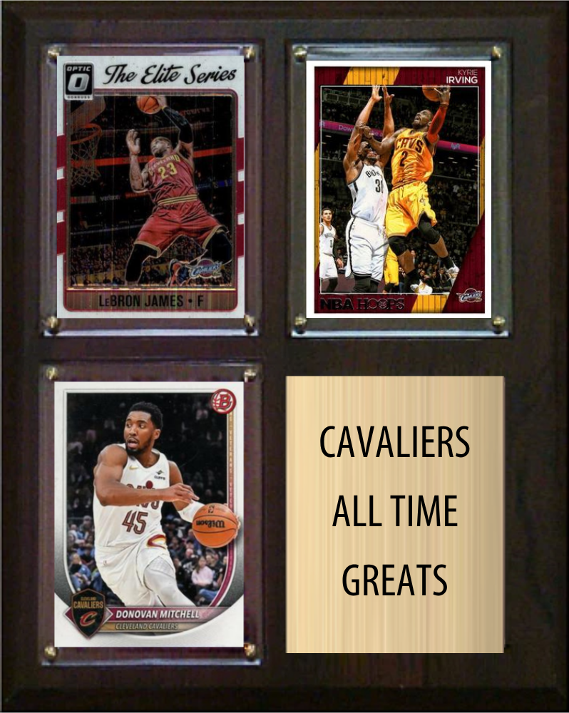 Cleveland Cavaliers All-Time Greats Fan Cave Plaque 8x10 3 Cards LeBron James Kyrie Irving Donovan Mitchell