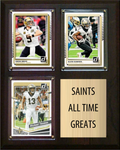 New Orleans Saints All-Time Greats Fan Cave Plaque 8x10 3 Cards Drew Brees Alvin Kamara Michael Thomas
