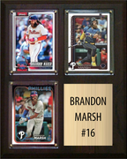 Brandon Marsh Philadelphia Phillies Fan Gift Plaque 8x10 3 Cards Topps, Bowman 2024 2025 2026