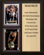 Reggie Miller Indiana Pacers Hall of Fame Stats Plaque 8x10 2 Cards Hoops, Prizm, Donruss 2024 2025 2026