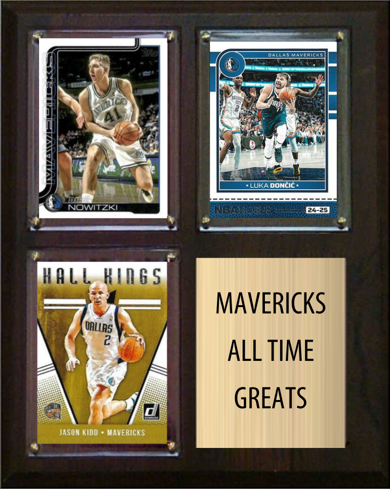 Dallas Mavericks All-Time Greats Fan Cave Plaque 8x10 3 Cards Dirk Nowitzki Luka Doncic Jason Kidd