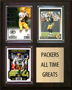 Green Bay Packers All-Time Greats Fan Cave Plaque 8x10 3 Cards Bart Starr Brett Favre Aaron Rodgers