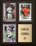 Carlos Correa Houston Astros Fan Gift Plaque 8x10 3 Cards Topps, Bowman 2024 2025 2026