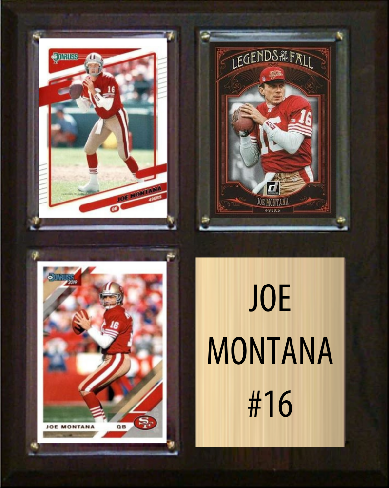 Joe Montana San Francisco 49ers HOF Fan Gift Plaque 8x10 3 Cards Topps Donruss Panini 2024 2025 2026