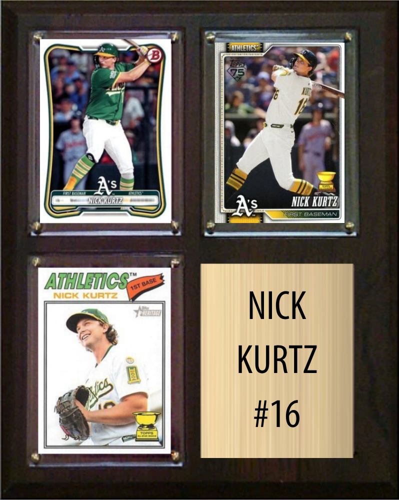 Nick Kurtz Athletics Fan Gift Plaque 8x10 3 Cards Topps, Bowman 2024 2025 2026