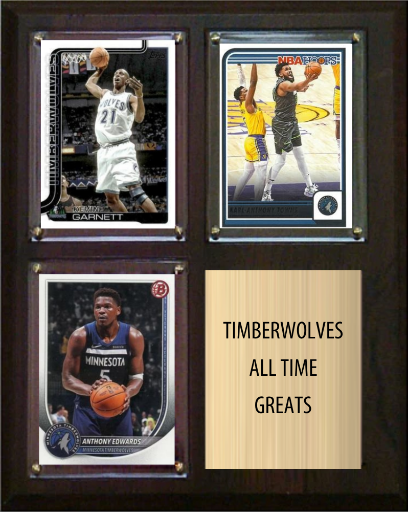 Minnesota Timberwolves All-Time Greats Fan Cave Plaque 8x10 3 Cards Kevin Garnett Karl-Anthony Towns Anthony Edwards