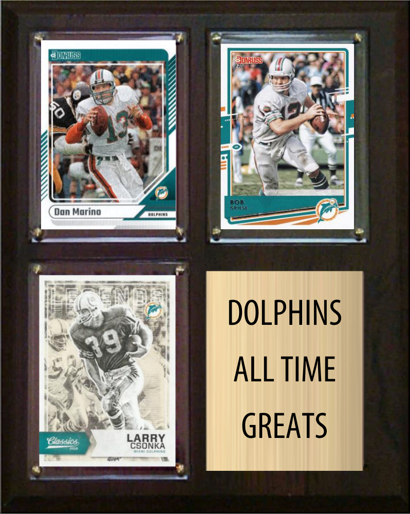 Miami Dolphins All-Time Greats Fan Cave Plaque 8x10 3 Cards Dan Marino Bob Griese Larry Csonka