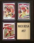 Nick Bosa San Francisco 49ers Fan Gift Plaque 8x10 3 Cards Topps Donruss Panini 2024 2025 2026