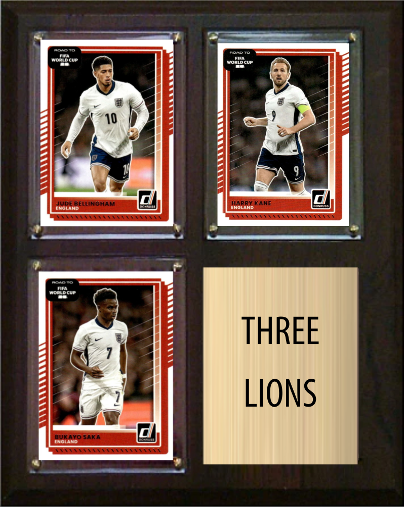 2026 Team England World Cup Soccer Plaque 8x10 Bellingham Kane Saka 3 Donruss Cards Fan Gift