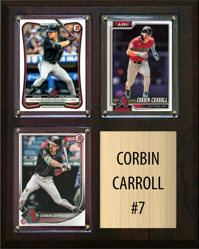 Corbin Carroll Arizona Diamondbacks Fan Gift Plaque 8x10 3 Cards Topps, Bowman 2024 2025 2026