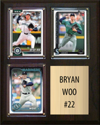 Bryan Woo Seattle Mariners Fan Gift Plaque 8x10 3 Cards Topps, Bowman 2024 2025 2026