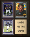 Baltimore Ravens All-Time Greats Fan Cave Plaque 8x10 3 Cards Ray Lewis Lamar Jackson Ed Reed